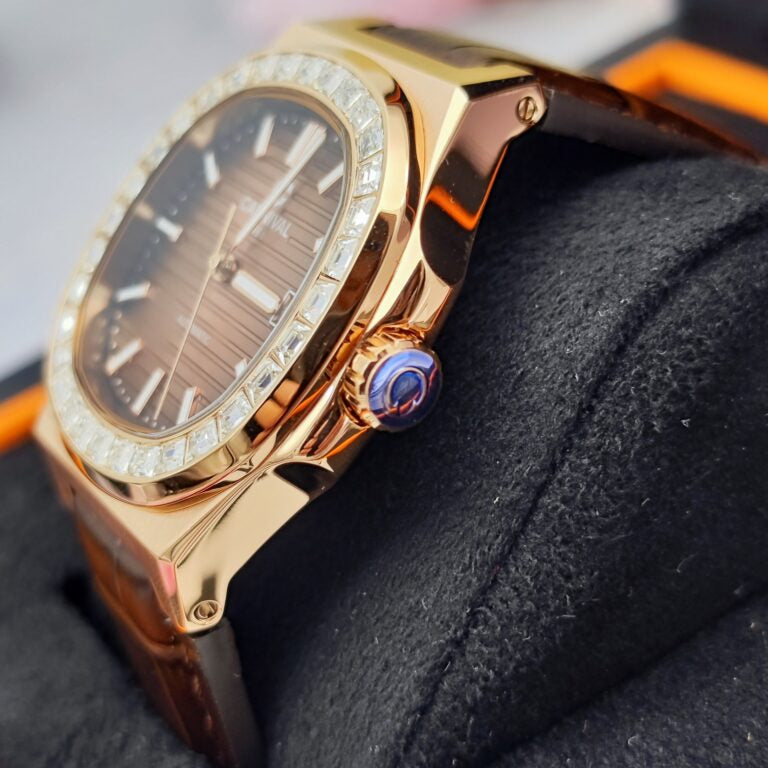 Carnival 8108G Rosegold Nâu Dây Da ( 8108G-VH-DD-N)