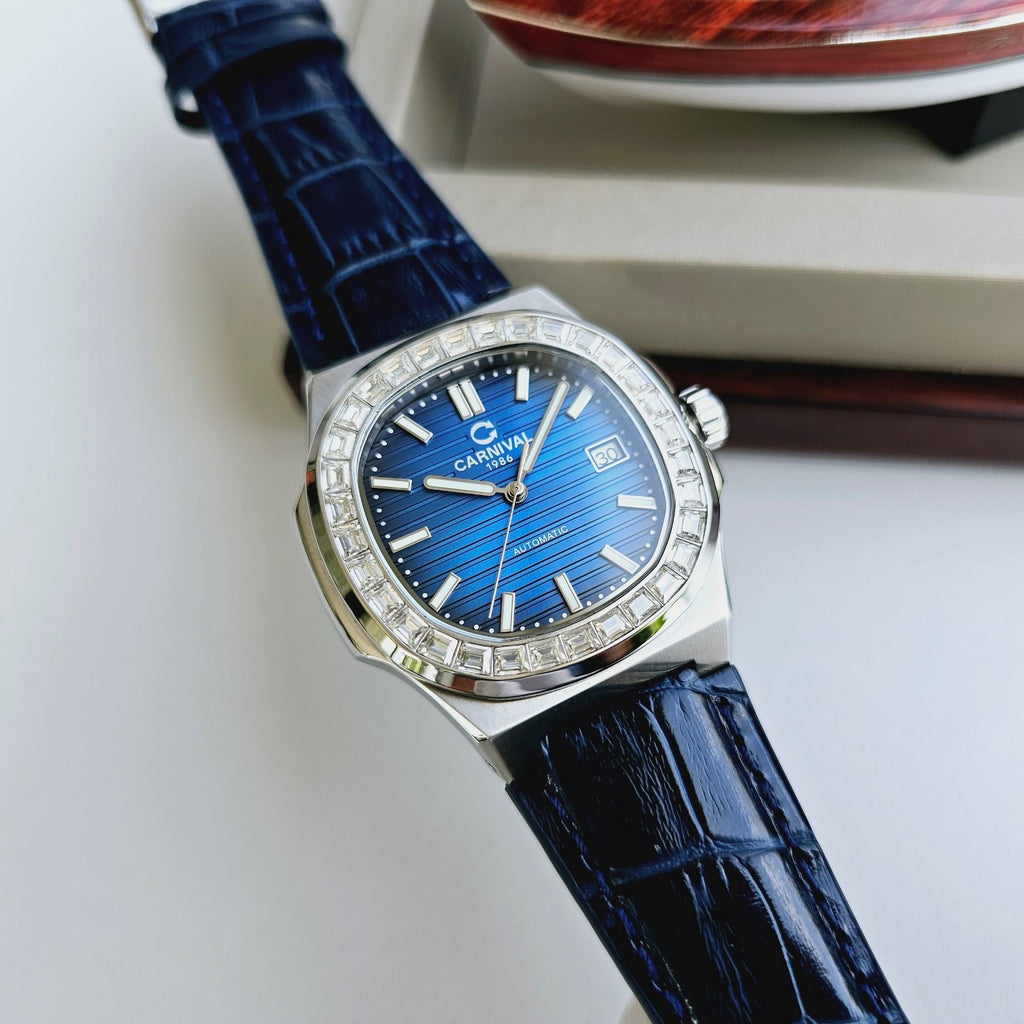 Carnival 8108G Bạc Xanh Dây Da ( 8108G-VT-DD-X)