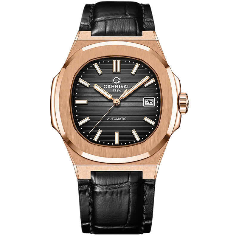 Carnival 8108G1 Rosegold Đen Dây Da ( 8108G1-VH-DD-D)