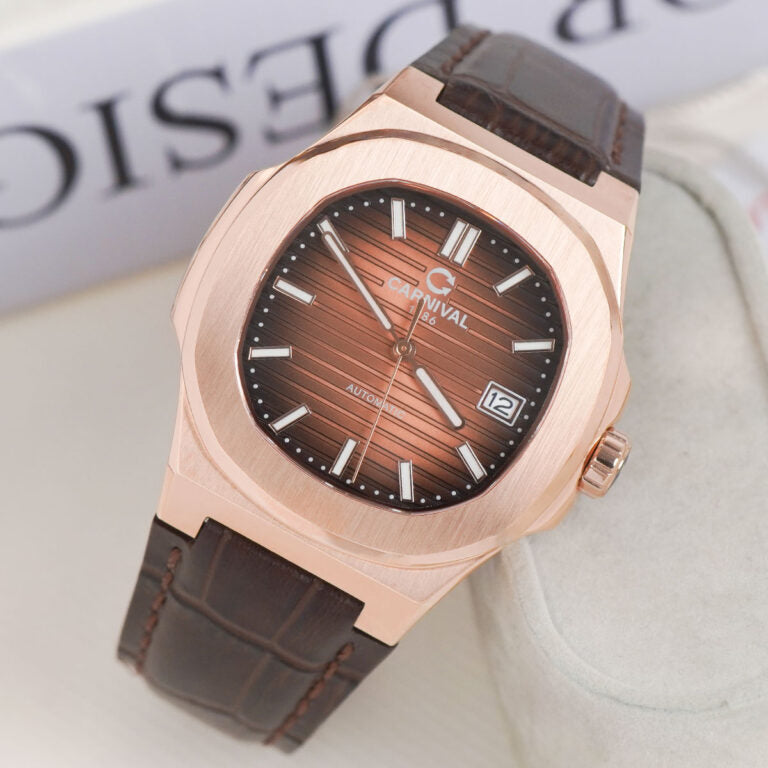 Carnival 8108G1 Rosegold Nâu Dây Da ( 8108G1-VH-DD-N)