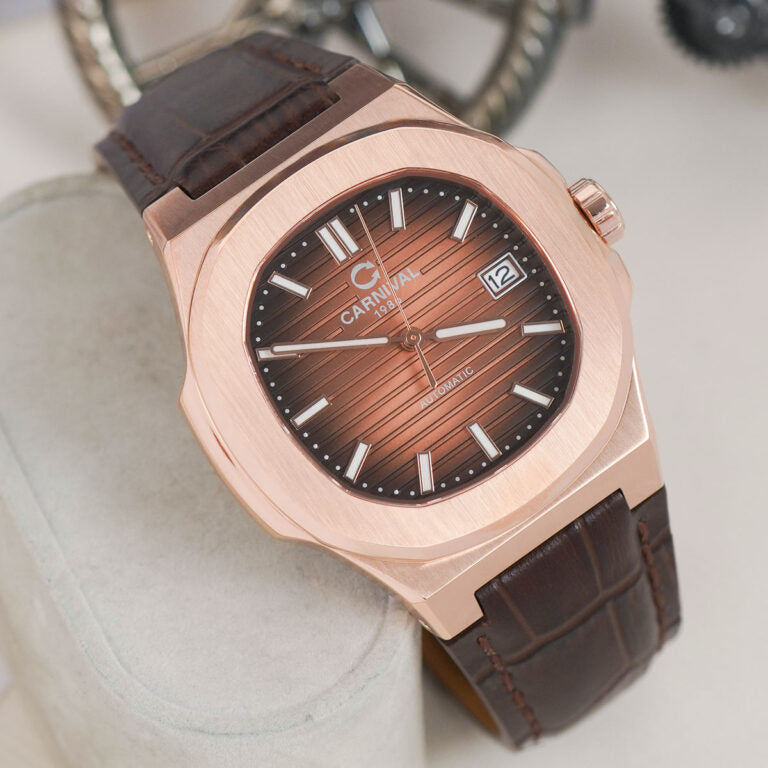 Carnival 8108G1 Rosegold Nâu Dây Da ( 8108G1-VH-DD-N)