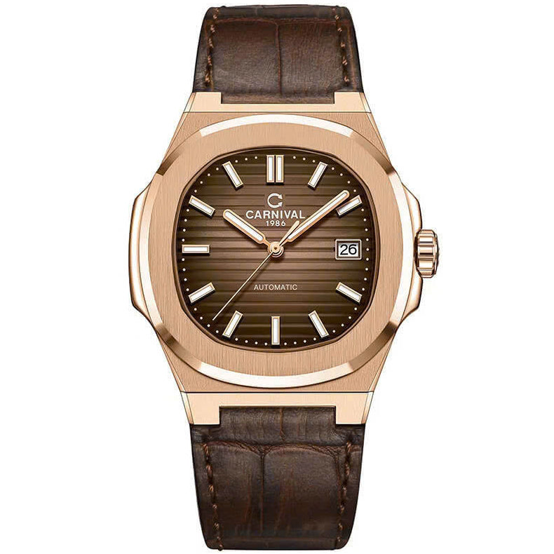 Carnival 8108G1 Rosegold Nâu Dây Da ( 8108G1-VH-DD-N)