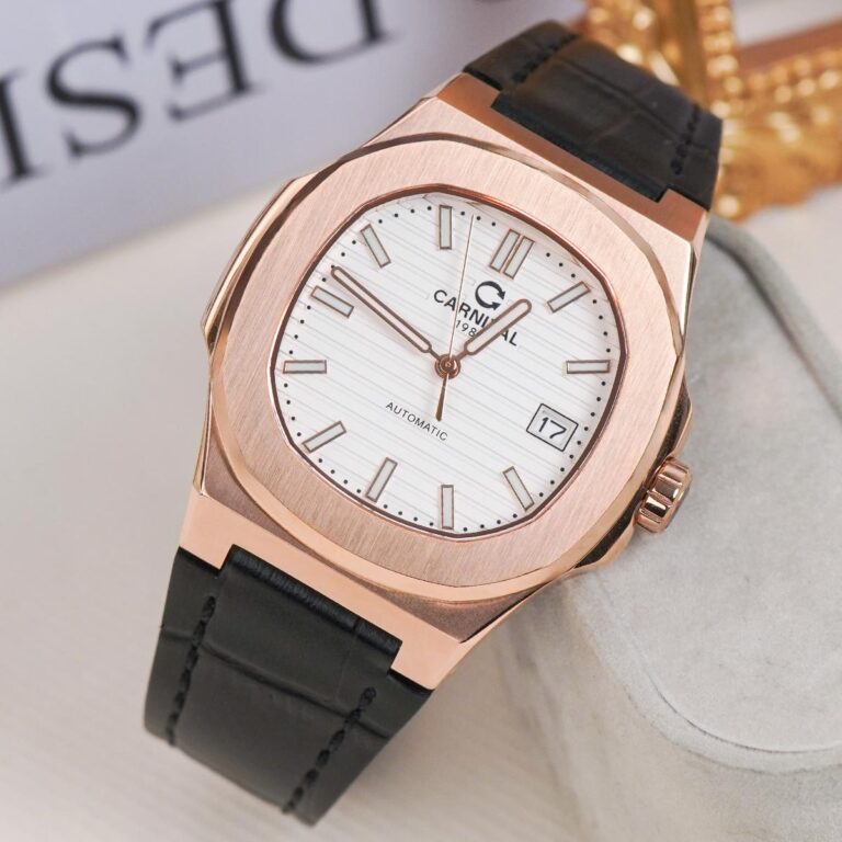 Carnival 8108G1 Rosegold Trắng Dây Da ( 8108G1-VH-DD-T)