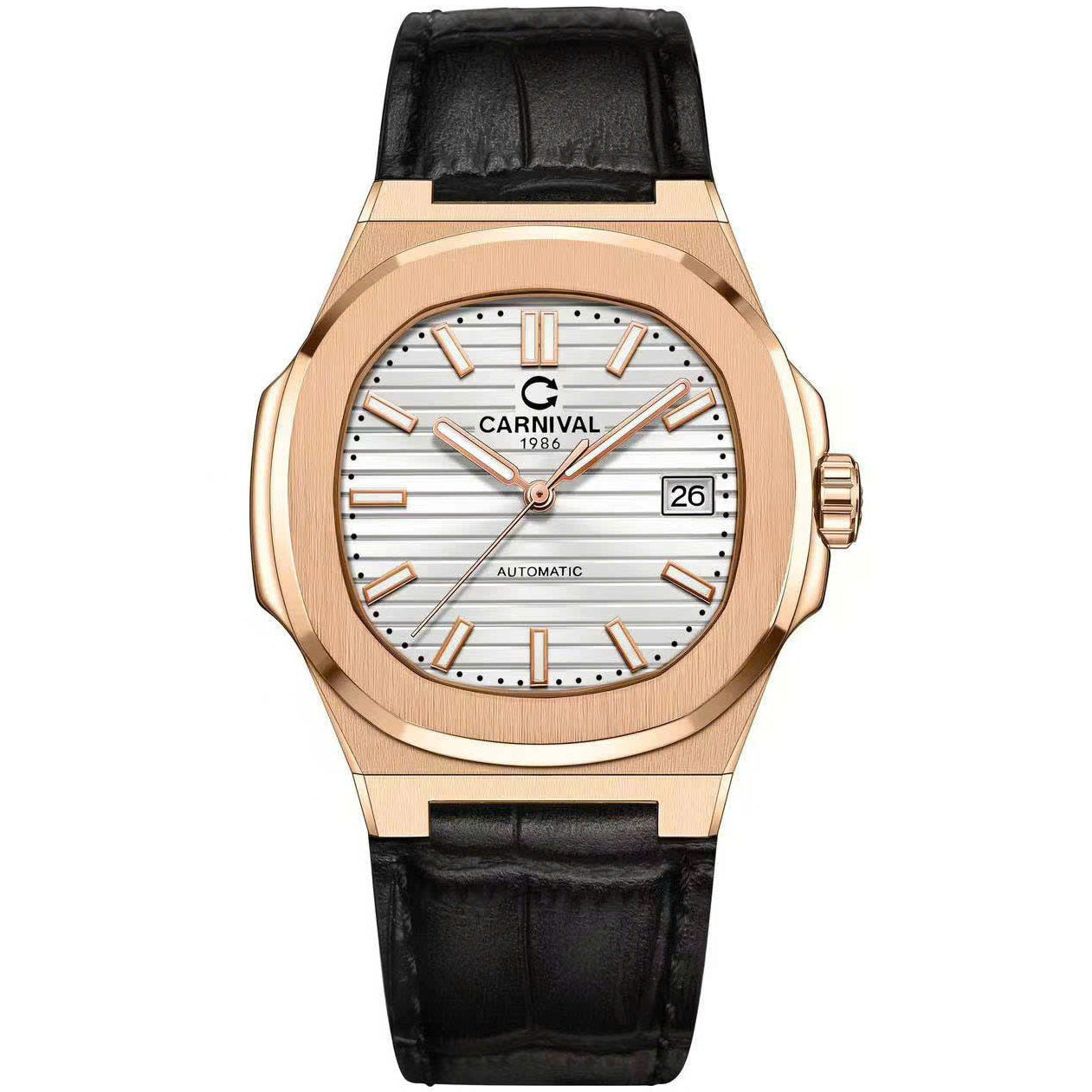 Carnival 8108G1 Rosegold Trắng Dây Da ( 8108G1-VH-DD-T)
