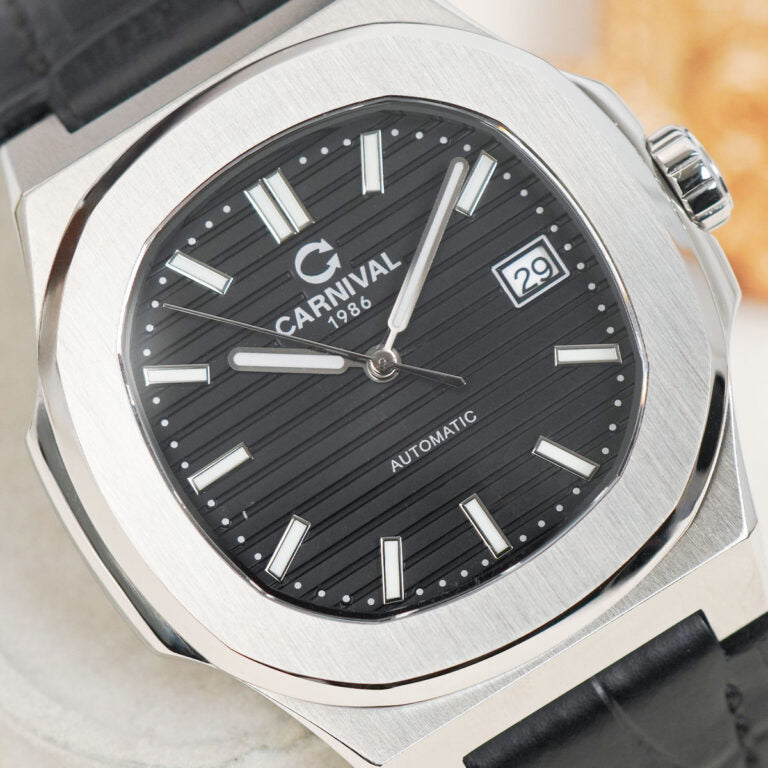 Carnival 8108G1 Bạc Đen Dây Da ( 8108G1-VT-DD-D)