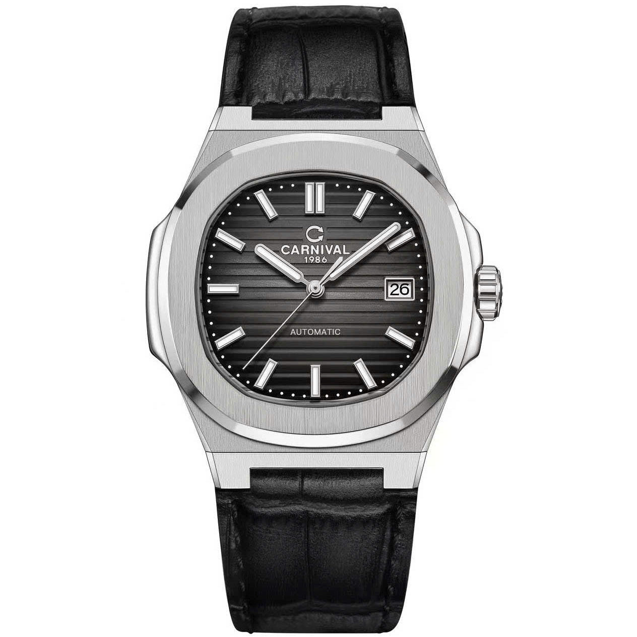 Carnival 8108G1 Bạc Đen Dây Da ( 8108G1-VT-DD-D)