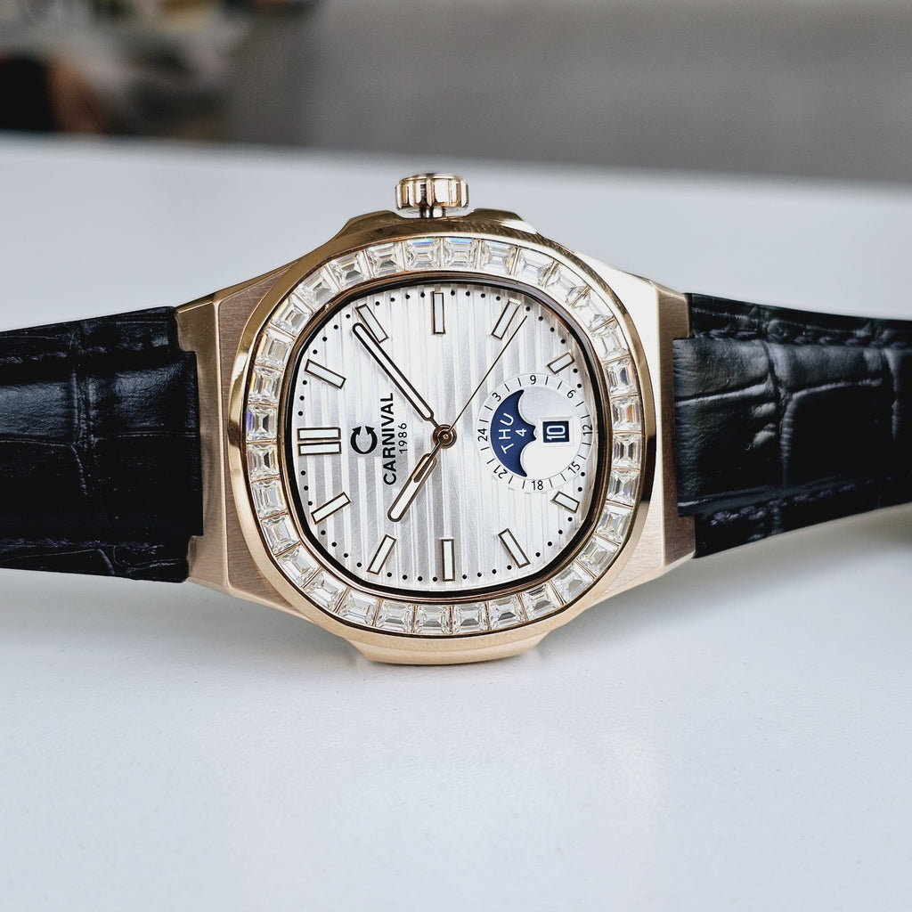 Carnival 8110G Rosegold Trắng Dây Da ( 8110G-VH-D-T)