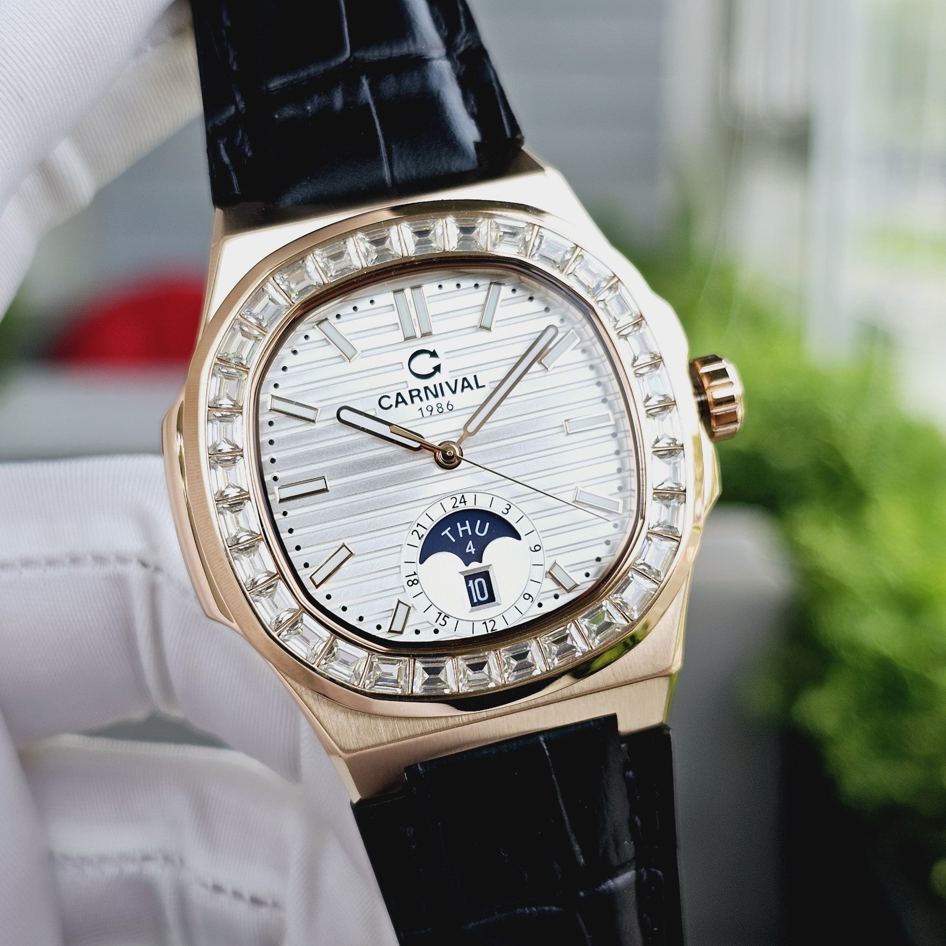 Carnival 8110G Rosegold Trắng Dây Da ( 8110G-VH-D-T)