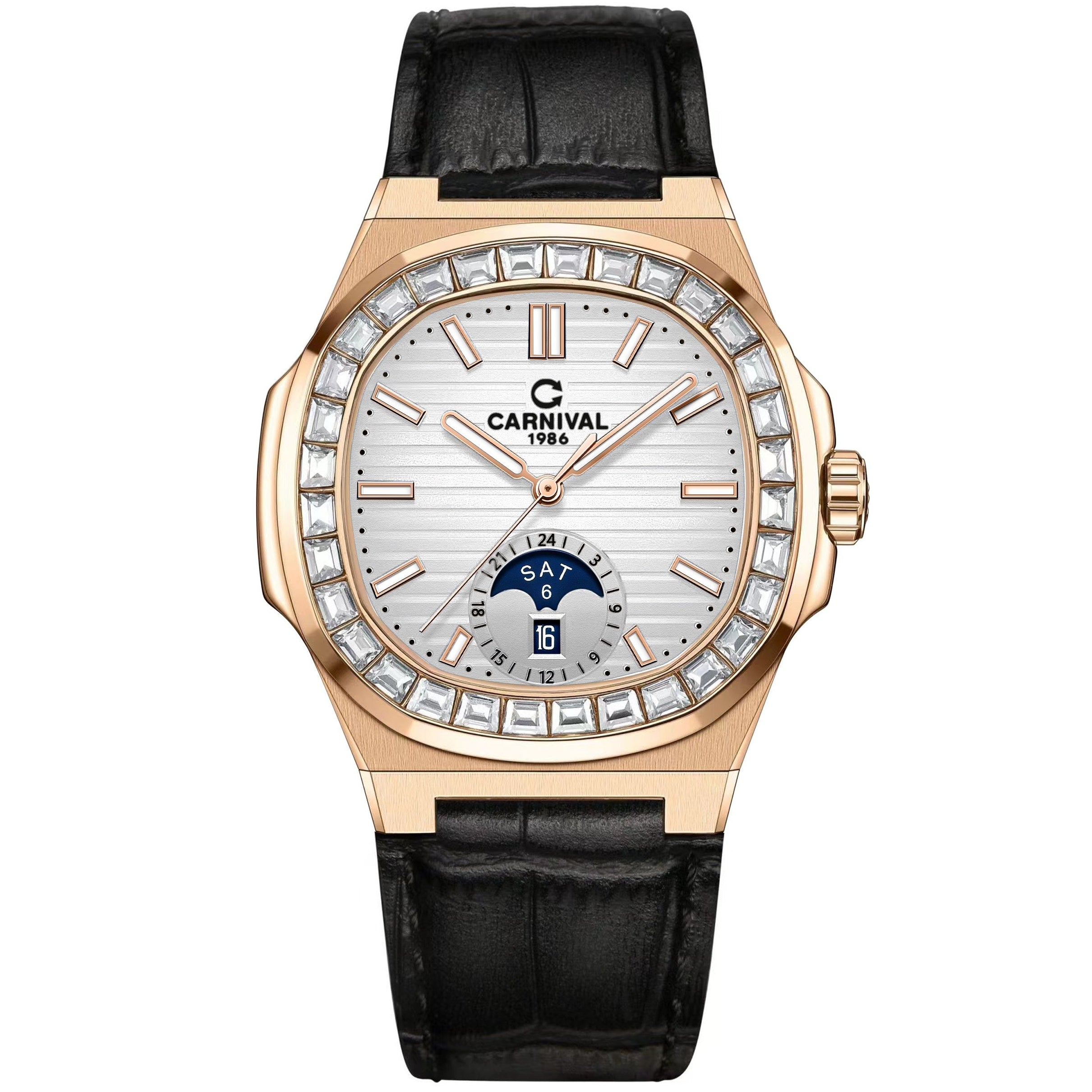 Carnival 8110G Rosegold Trắng Dây Da ( 8110G-VH-D-T)