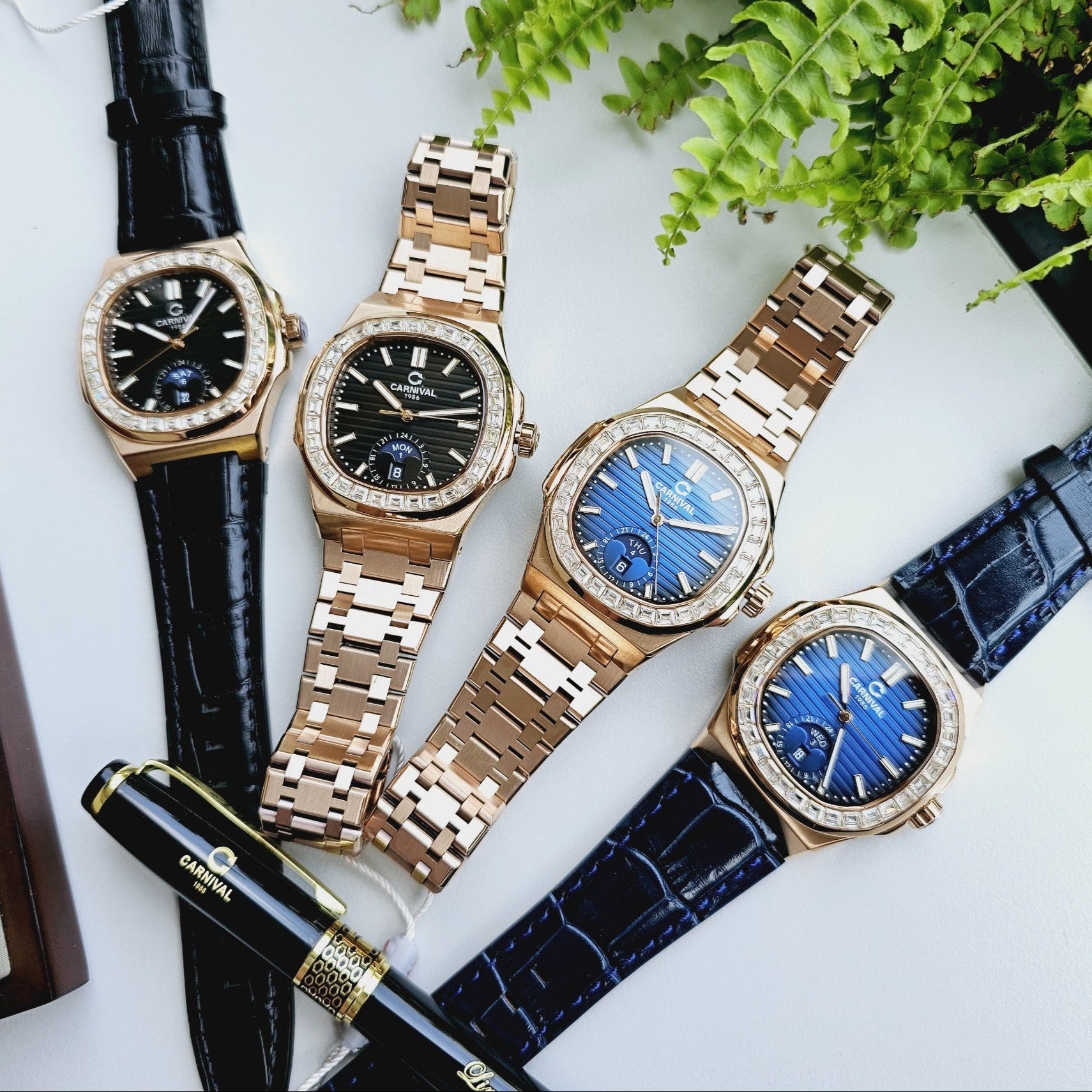 Carnival 8110G Rosegold Xanh Dây Da ( 8108G-VH-D-X)