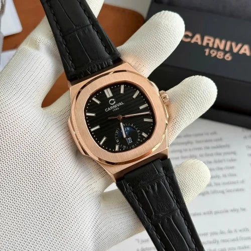Carnival 8110G1 Rosegold Đen Dây Da ( 8110G1-VH-DD-D)