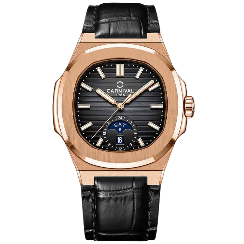 Carnival 8110G1 Rosegold Đen Dây Da ( 8110G1-VH-DD-D)