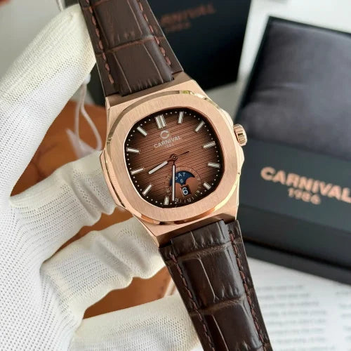 Carnival 8110G1 Rosegold Nâu Dây Da ( 8110G1-VH-DD-N)