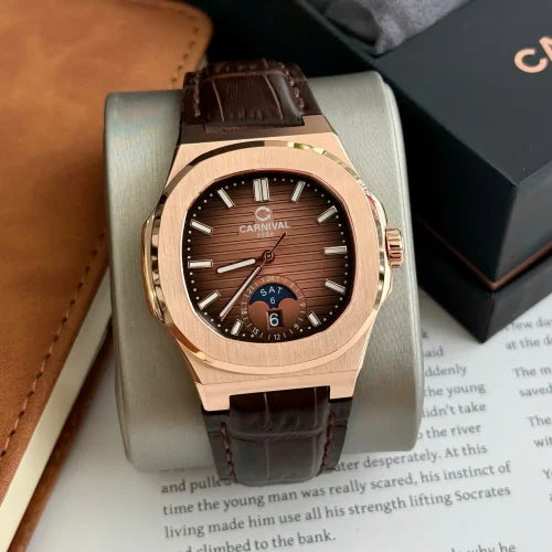 Carnival 8110G1 Rosegold Nâu Dây Da ( 8110G1-VH-DD-N)