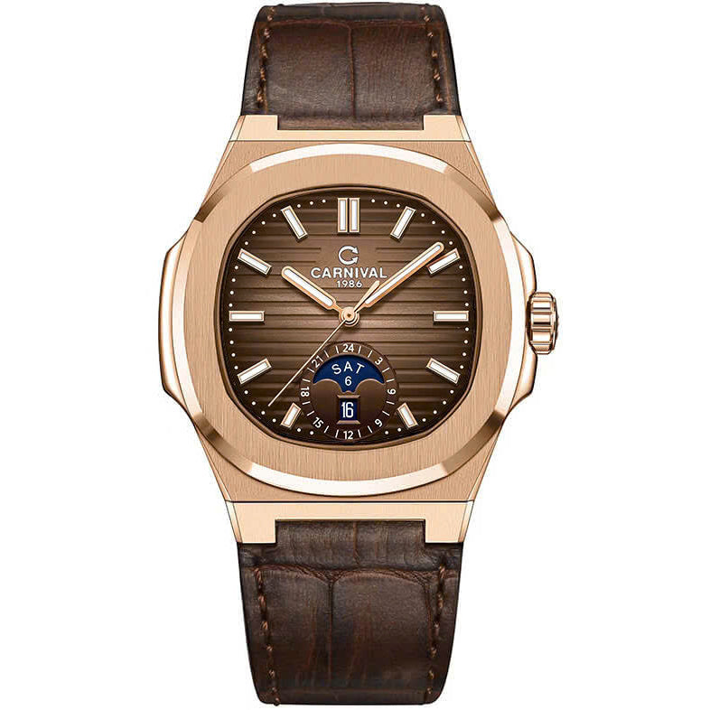 Carnival 8110G1 Rosegold Nâu Dây Da ( 8110G1-VH-DD-N)