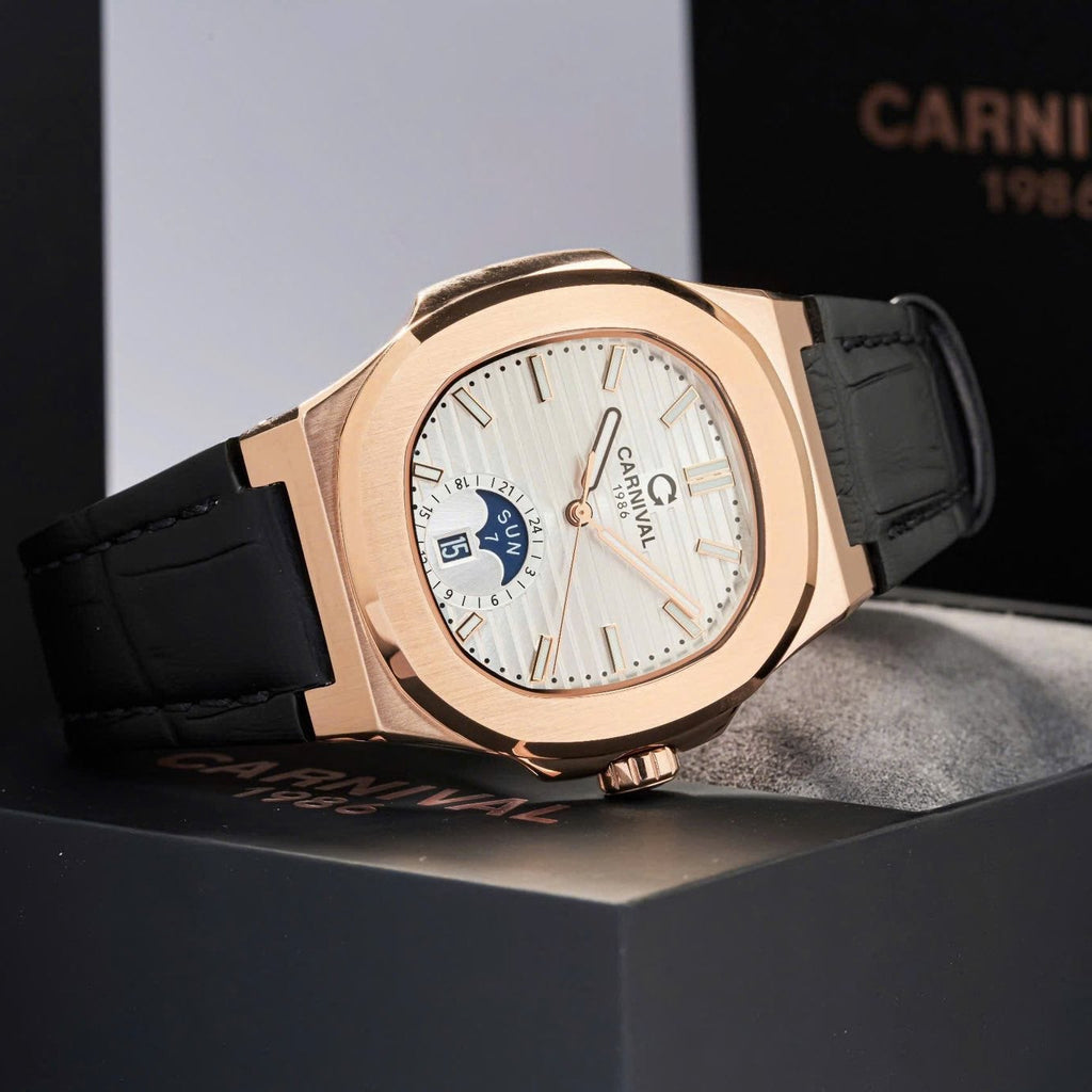 Carnival 8110G1 Rosegold Trắng Dây Da ( 8110G1-VH-DD-T)