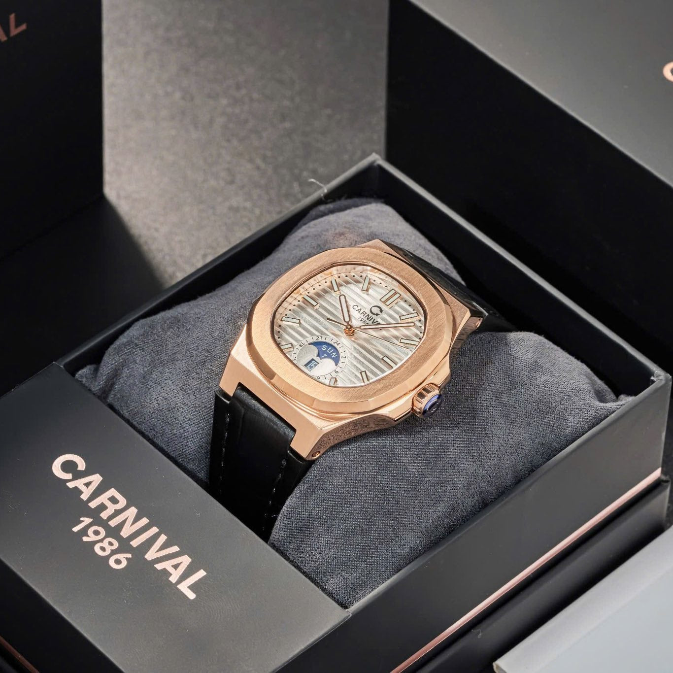 Carnival 8110G1 Rosegold Trắng Dây Da ( 8110G1-VH-DD-T)