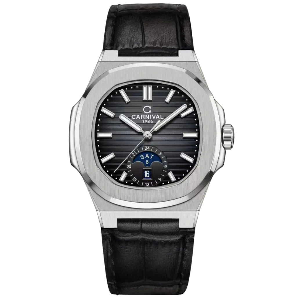 Carnival 8110G1 Bạc Đen Dây Da ( 8110G1-VT-DD-D)