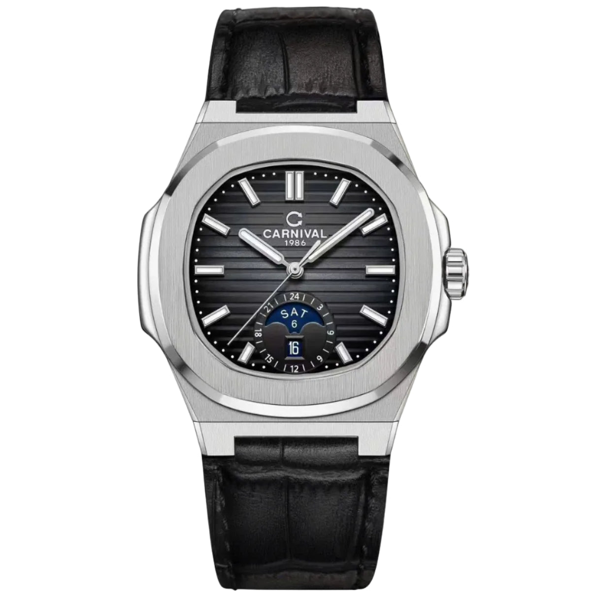 Carnival 8110G1 Bạc Đen Dây Da ( 8110G1-VT-DD-D)