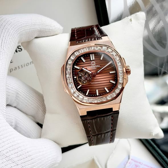 Carnival 8128G Rosegold Nâu Dây Da ( 8128G-VH-DD-N)