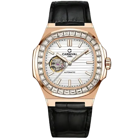 Carnival 8128G Rosegold Trắng Dây Da ( 8128G-VH-DD-T)