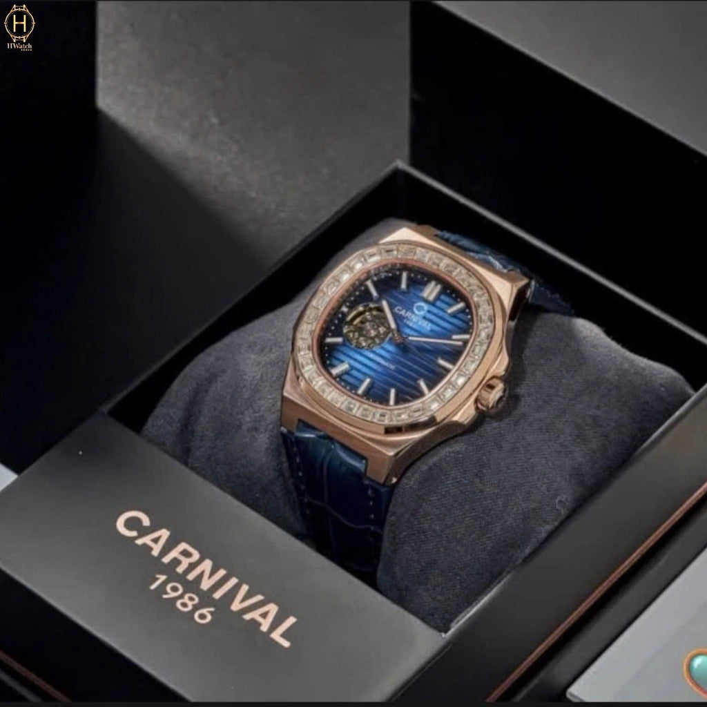 Carnival 8128G Rosegold Xanh Dây Da ( 8128G-VH-DD-X)