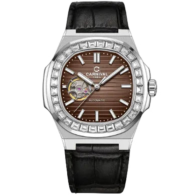 Carnival 8128G Bạc Nâu Dây Da ( 8128G-VT-DD-N)