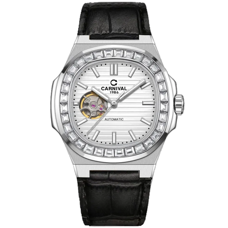 Carnival 8128G Bạc Trắng Dây Da ( 8128G-VT-DD-T)