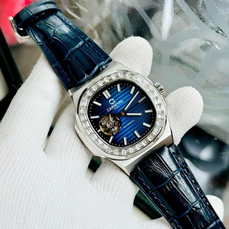 Carnival 8128G Bạc Xanh Dây Da ( 8128G-VT-DD-X)