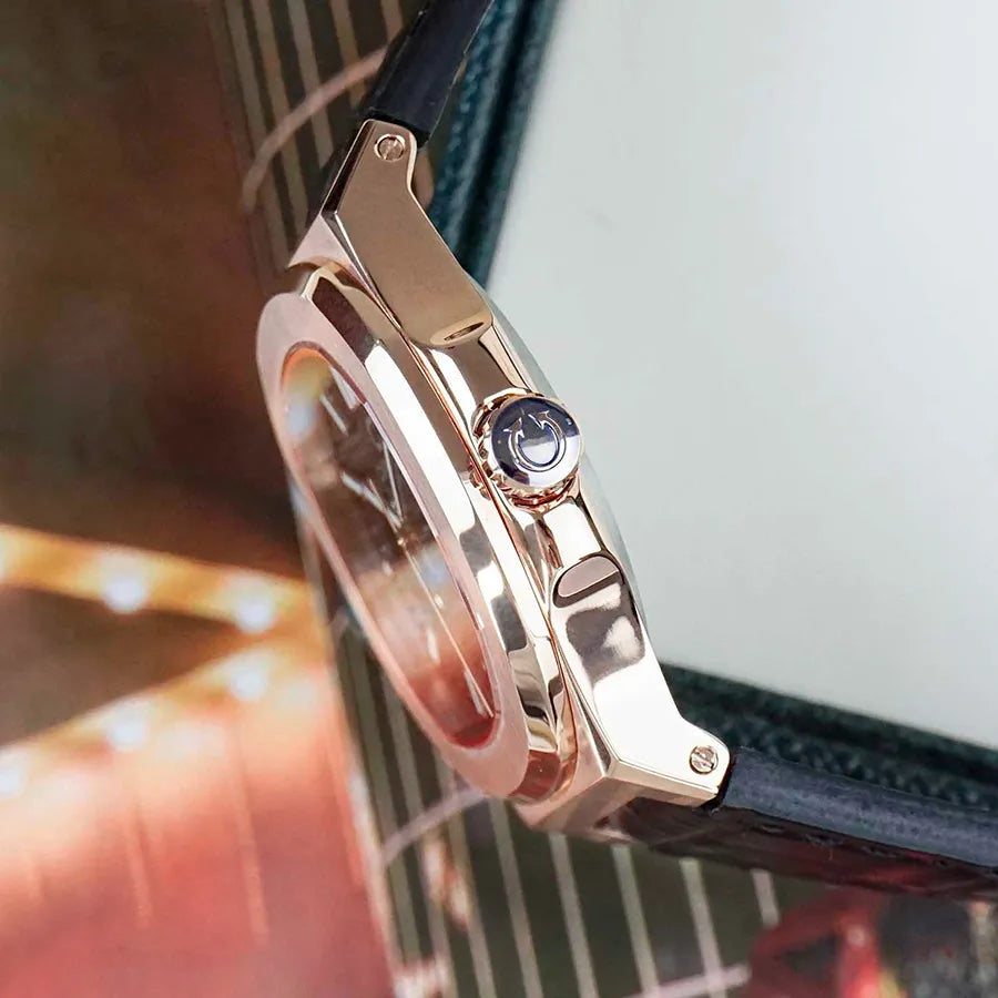 Carnival 8128G1 Rosegold Đen Dây Da ( 8128G1-VH-DD-D)