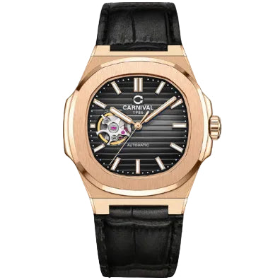 Carnival 8128G1 Rosegold Đen Dây Da ( 8128G1-VH-DD-D)
