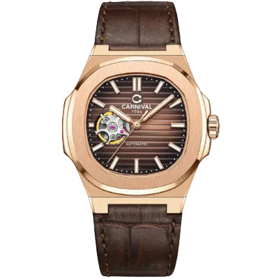Carnival 8128G1 Rosegold Nâu Dây Da ( 8128G1-VH-DD-N)
