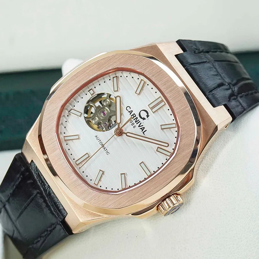 Carnival 8128G1 Rosegold Trắng Dây Da ( 8128G1-VH-DD-T)