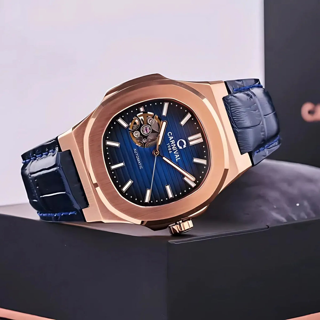 Carnival 8128G1 Rosegold Xanh Dây Da ( 8128G1-VH-DD-X)