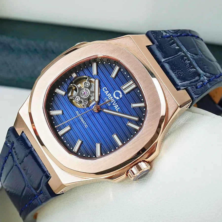 Carnival 8128G1 Rosegold Xanh Dây Da ( 8128G1-VH-DD-X)
