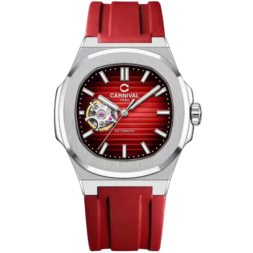Carnival 8128G1 Bạc Đỏ Dây Cao Su ( 8128G1-VT-DCS-DO)