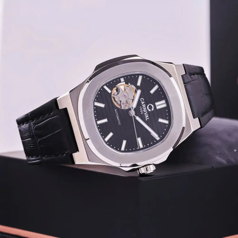 Carnival 8128G1 Bạc Đen Dây Da ( 8128G1-VT-DD-D)