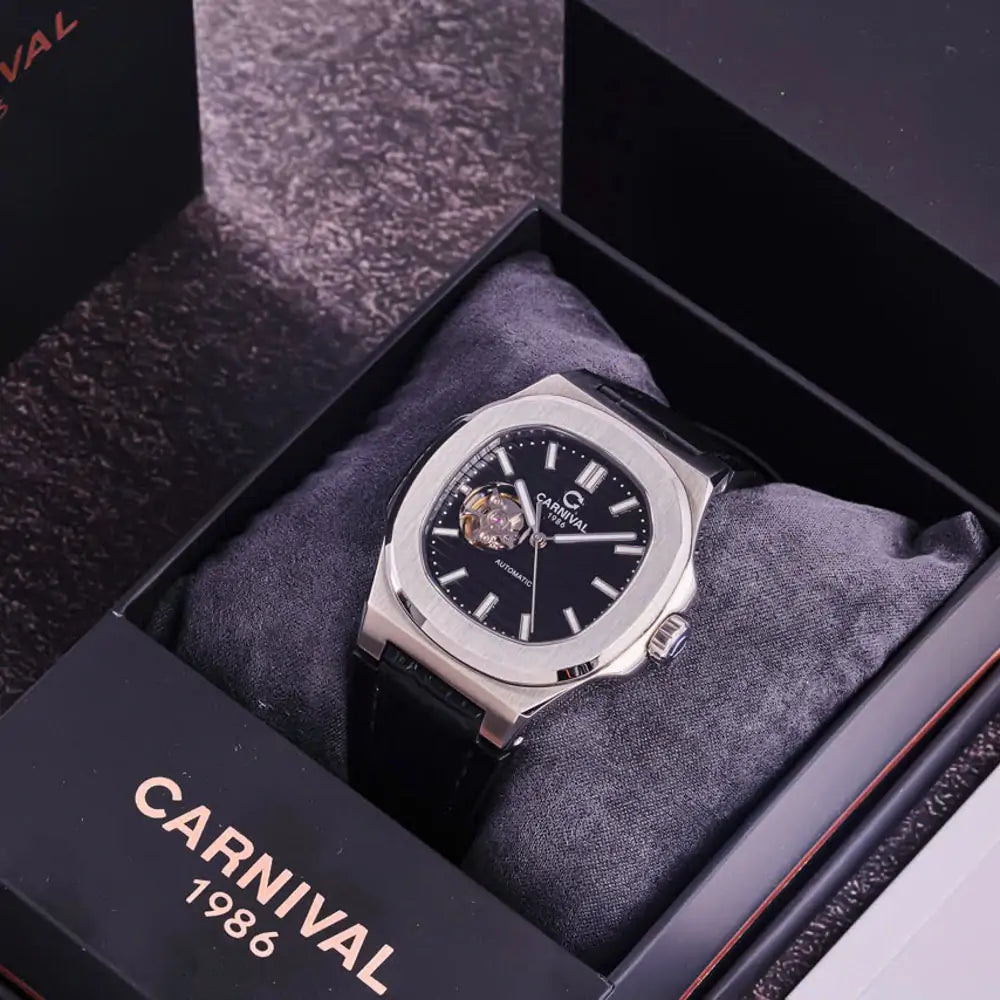 Carnival 8128G1 Bạc Đen Dây Da ( 8128G1-VT-DD-D)