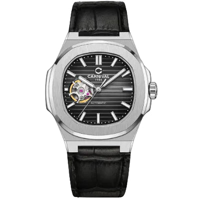 Carnival 8128G1 Bạc Đen Dây Da ( 8128G1-VT-DD-D)