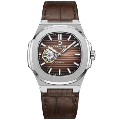 Carnival 8128G1 Bạc Nâu Dây Da ( 8128G1-VT-DD-N)