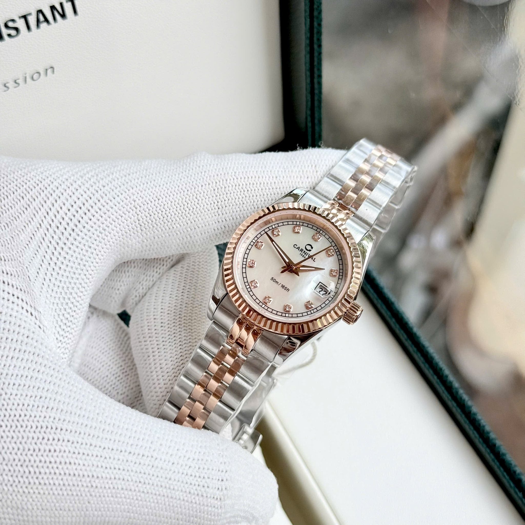 Carnival 8131L Demi Rosegold Xà Cừ Trắng ( 8131L-CH-TK)