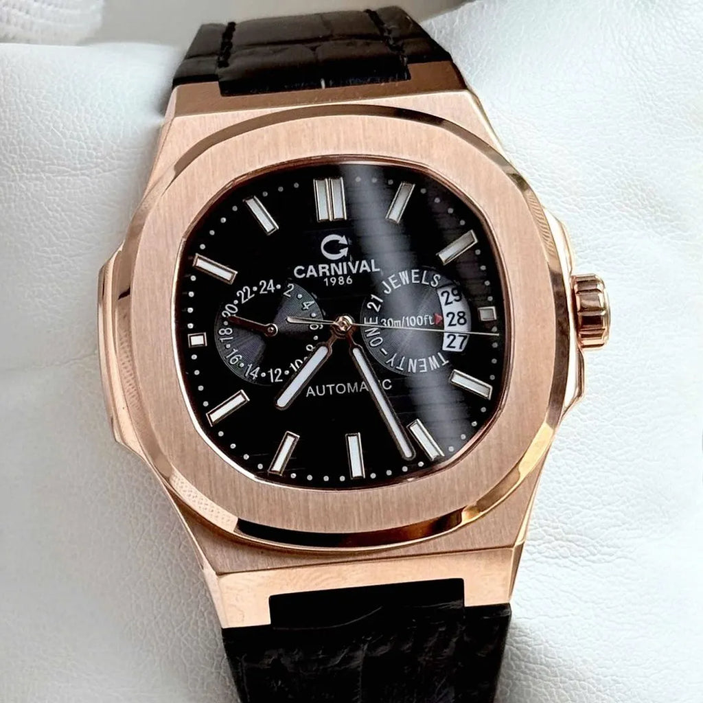 Carnival 8158G Rosegold Dây Da Đen ( 8158G-VH-DD-D)