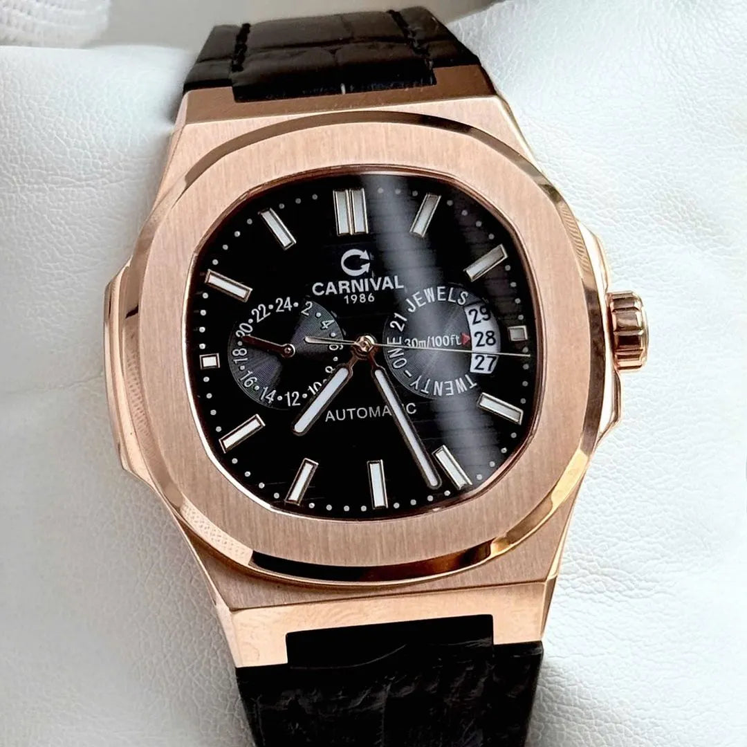 Carnival 8158G Rosegold Dây Da Đen ( 8158G-VH-DD-D)
