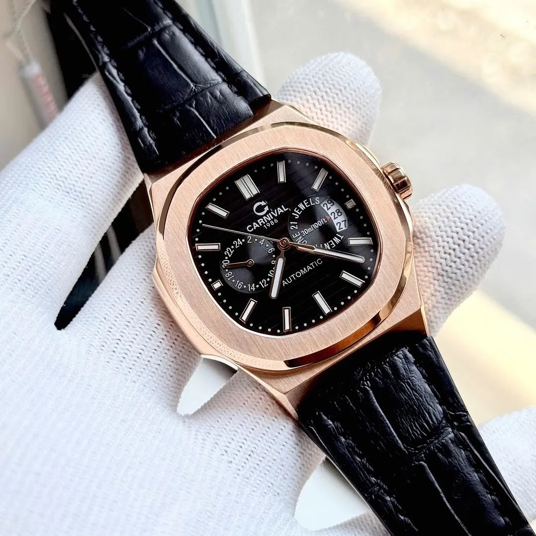 Carnival 8158G Rosegold Dây Da Đen ( 8158G-VH-DD-D)