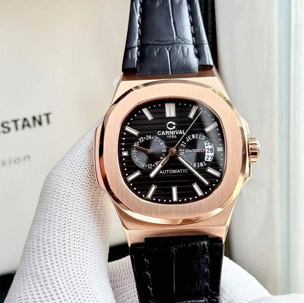 Carnival 8158G Rosegold Dây Da Đen ( 8158G-VH-DD-D)