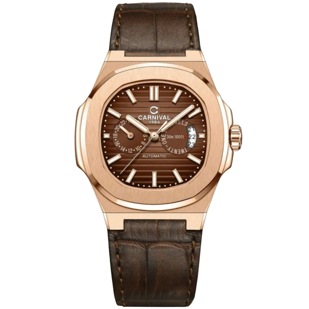 Carnival 8158G Rosegold Dây Da Nâu ( 8158G-VH-DD-N)