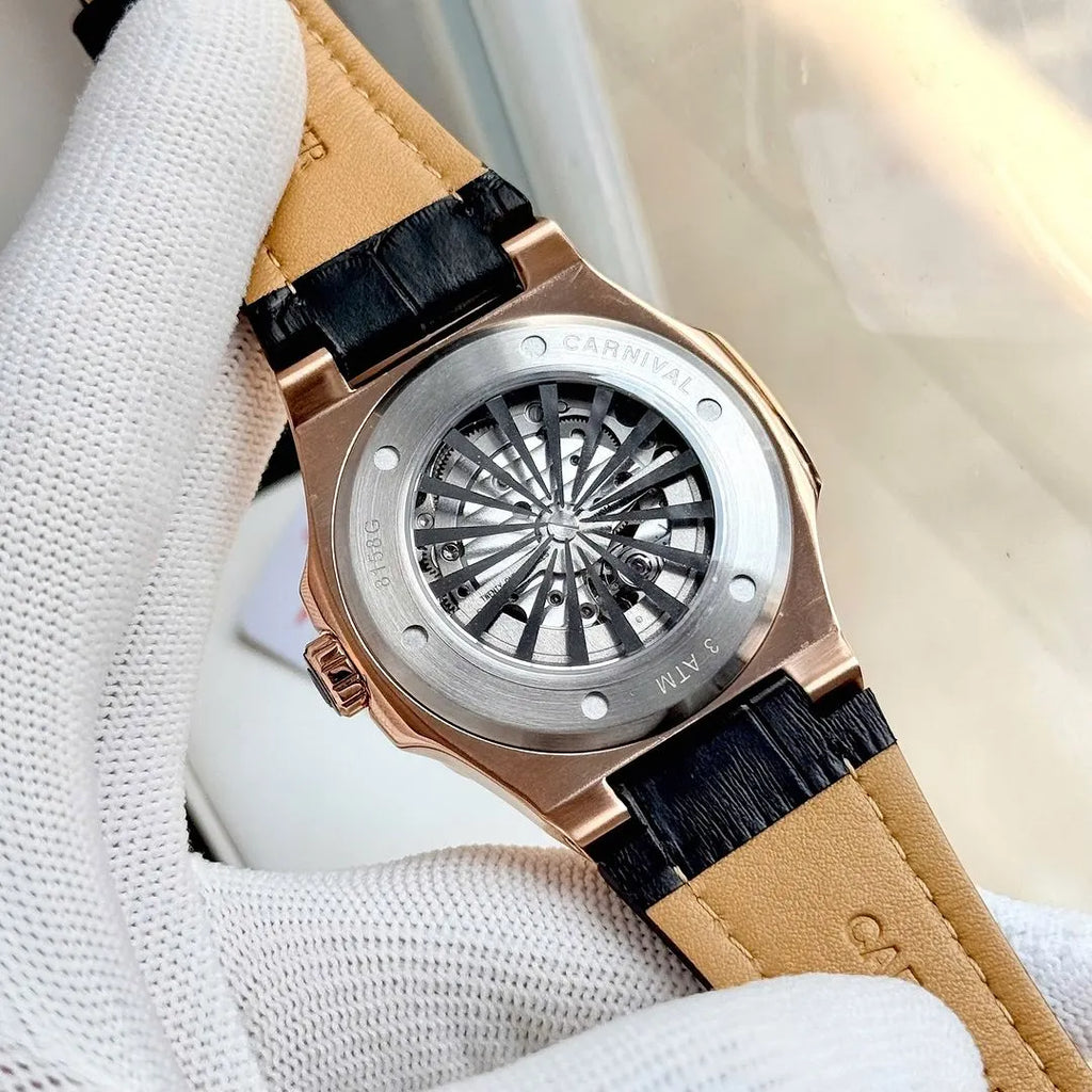 Carnival 8158G Rosegold Dây Da Trắng ( 8158G-VH-DD-T)