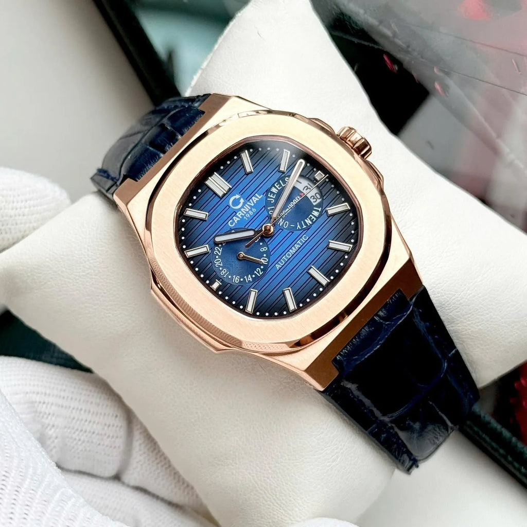 Carnival 8158G Rosegold Dây Da Xanh ( 8158G-VH-DD-X)