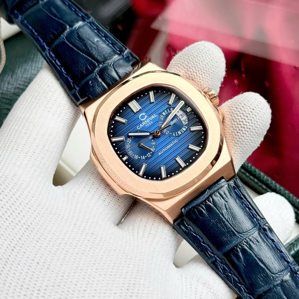 Carnival 8158G Rosegold Dây Da Xanh ( 8158G-VH-DD-X)