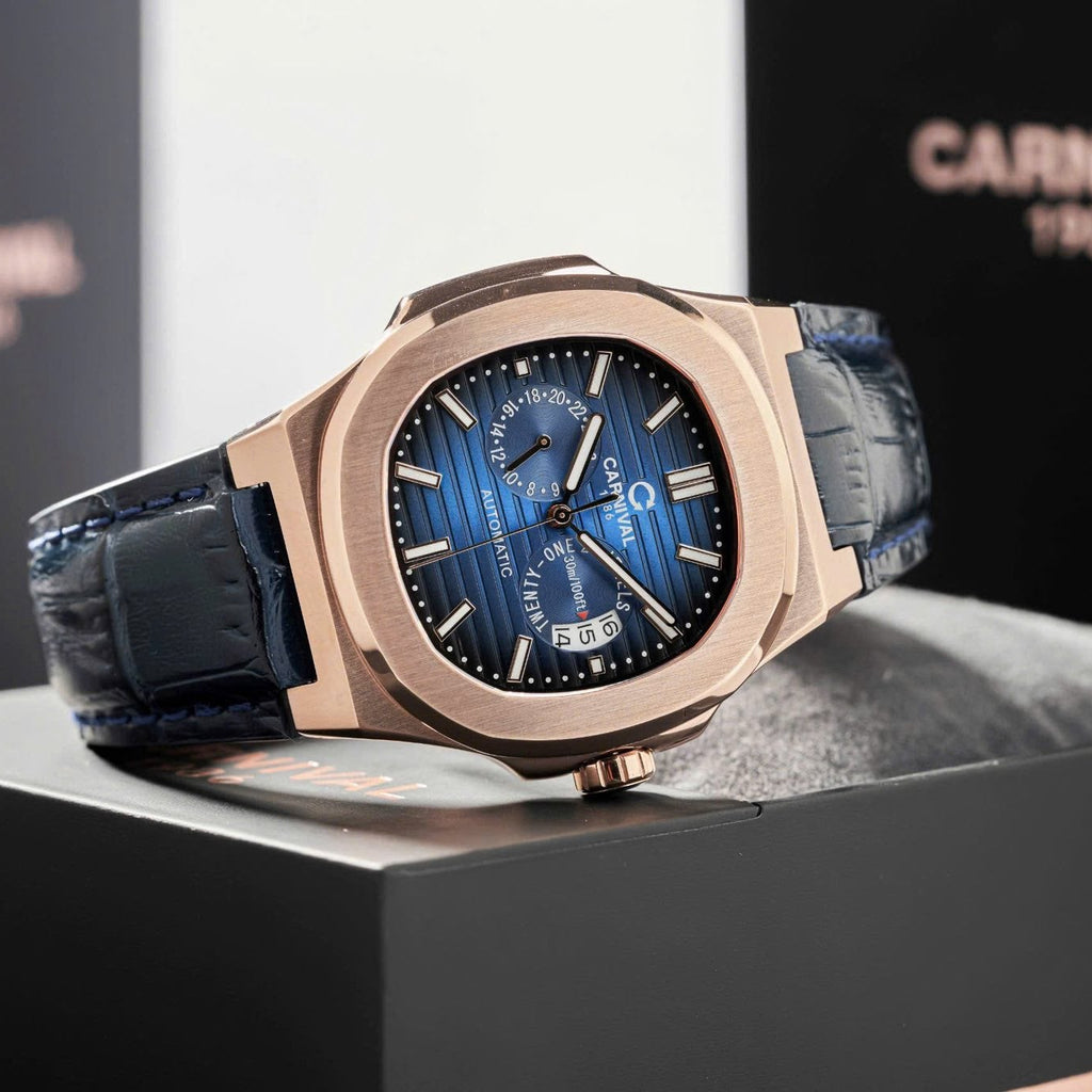 Carnival 8158G Rosegold Dây Da Xanh ( 8158G-VH-DD-X)